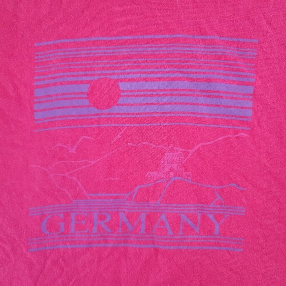 Vintage 90s Germany Single Stitch Pink Shirt Jerzees Size Large - Picture 3 of 7